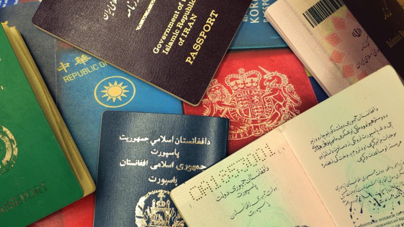 colorful passports from different countries